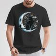 黒猫 三日月 セーラームーンフェイズ 占星術 ペット愛好家 Tシャツ 面白い贈り物