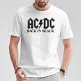 AcDcロックミュージックバンドバックブラックロゴ。 Tシャツ 面白い贈り物