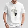 Ankh & Cat デザイン – スピリチュアル瞑想アート Tシャツ 面白い贈り物