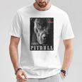 Backprint 野生の犬ピットブルテリアのポートレートブルドッグのバックプリントピットブル Tシャツ 面白い贈り物