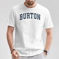 Burton Michigan Mi ヴィンテージ スポーツデザイン ネイビーデザイン Tシャツ 面白い贈り物