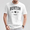 Burton Texas Tx ビンテージ アスレチック ブラックスポーツデザイン Tシャツ 面白い贈り物