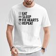 Eatleep Fix Heartsリピート心臓専門医心臓病学 Tシャツ 面白い贈り物