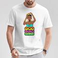 God Goals グラインドメラニン クリスチャン 楽しい ブラック クイーン ガールズ Tシャツ 面白い贈り物