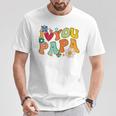 Groovy 父の日 I Love You Papa フラワー ヒッピー Tシャツ 面白い贈り物