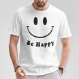 Be Happy Groovy スマイルフェイス かわいい ハッピーピース スマイルフェイス Tシャツ 面白い贈り物