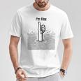 I'm Fine Thumbs Drowning Up メンズ レディース 皮肉なユーモア ジョーク Tシャツ 面白い贈り物