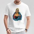 Jesus Holding A Pizza 長袖tシャツ Tシャツ 面白い贈り物