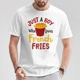 Just A Boy Who Loves French Fries フライドポテト じゃがいも ヴィーガン Tシャツ 面白い贈り物