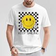 Keepmiling キュート 黄色 幸せ 平和 笑顔 ポジティブ Tシャツ 面白い贈り物