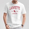 Lafayette ルイジアナ Laビンテージスポーツデザイン レッドプリント Tシャツ 面白い贈り物