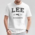Lee Massachusetts Ma ビンテージ スポーツ デザイン ブラックプリント Tシャツ 面白い贈り物