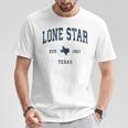 Lonetar Texas Tx ヴィンテージ アスレチック ネイビー スポーツデザイン Tシャツ 面白い贈り物