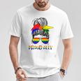 Messy Bun Proud Ally Pride Flag Love Lgbt レインボー サングラス Tシャツ 面白い贈り物