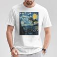 Mothman Cryptid Cryptozoology 星月夜 ゴッホ絵画 Tシャツ 面白い贈り物
