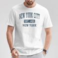 New York City New York Ny ビンテージスポーツデザイン ネイビープリント Tシャツ 面白い贈り物