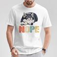 Nope 眠るシベリアンハスキーデザイン 長袖tシャツ Tシャツ 面白い贈り物