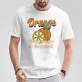 Orange You Glad It's The Weekend Fun Citrus Fruit Back Tシャツ 面白い贈り物