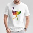 Ostrich African ダチョウ Animal Watercolor Graphic Tシャツ 面白い贈り物
