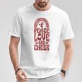 Peace Love And Cheer ボヘミアンレインボーチアリーダー Tシャツ 面白い贈り物