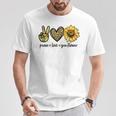 Peace Love サンシャイン ヒッピー ひまわり ヒマワリ 恋人へのギフト Tシャツ 面白い贈り物