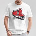 Piaggio クラシックスクーター イタリア製 ピンク Tシャツ 面白い贈り物
