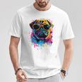 Pug Dog Lovers カラフル ポップアート パグ 長袖tシャツ Tシャツ 面白い贈り物