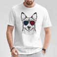 Shepsky Dog 7月4日 アメリカ国旗 Tシャツ 面白い贈り物