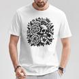 Skull Flower Rad Rock N Roll Graphic Retro Tシャツ 面白い贈り物