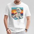 Sunny Day Doggy グラフィックデザイン ビーチレディ 子犬 長袖tシャツ Tシャツ 面白い贈り物