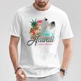 Sunset Beach Hawaii、サーフィンサーフボードレトロ、バックプリント Tシャツ 面白い贈り物