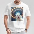 Ufo エイリアンフライングソーサー付き面白い白猫愛好家セルフィー 長袖tシャツ Tシャツ 面白い贈り物