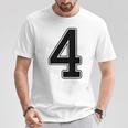 【バックプリント・背中側】4 数字 背番号 ユニフォーム ナンバー【ブラック／黒の文字】スポーツ 野球 サッカー 部活 Tシャツ 面白い贈り物
