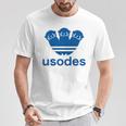 【バックプリント・背中側】ウソデス Usodes かわうそです。《ブルー 青》スポーツ ブランド パロディ 面白い Tシャツ 面白い贈り物