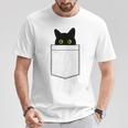 【ポケットから覗くネコ】黒猫 にゃんこ 猫好き 猫 可愛い ネコ 子猫 ネコ好き 面白い 変な 遊び心 ネタ ウケ狙い Tシャツ 面白い贈り物