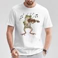 おもしろミュージシャン バイオリニスト かわいいカエル 演奏 バイオリン Tシャツ 面白い贈り物