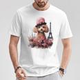 かわいいフレンチパリエッフェル塔トイプードル パリジャンプードル Tシャツ 面白い贈り物