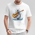 アコースティックギターを弾くクマ、ベアギタリスト 長袖tシャツ Tシャツ 面白い贈り物