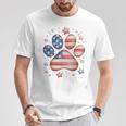 アメリカ国旗 愛国的な犬と猫の足跡プリント 7月4日 犬 Tシャツ 面白い贈り物