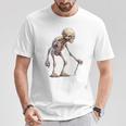 エイリアン スケルトン クリーチャー 松葉杖 スティック Tシャツ 面白い贈り物