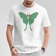 オオミズアオ ルナモス 薄い 緑色 黄緑色 蛾 Luna Moth レトロ 虫 昆虫 イラスト かっこいい おしゃれ Tシャツ 面白い贈り物