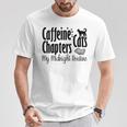 カフェイン猫・章 マイミッドナイトルーチン ナイトキャット フクロウ 長袖tシャツ Tシャツ 面白い贈り物