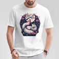 キツネ キツネ 桜 花 日本 九尾狐 長袖tシャツ Tシャツ 面白い贈り物