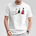 ギターの影を作る猫デザイン Tシャツ 面白い贈り物