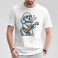 ギターを弾く犬 マルチーズプードル 面白い落書き Tシャツ 面白い贈り物
