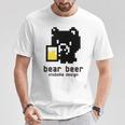 クマ ビール ドット絵 かわいい レトロ Tシャツ 面白い贈り物