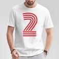 クールなレトロなレタリングジャージ、背番号2 Two Dos Tシャツ 面白い贈り物