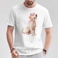 コケットボウ ラブラドールレトリバー 犬 ラボ ママ ピンクリボン 女の子 Tシャツ 面白い贈り物