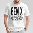 コーヒーと皮肉なユーモアに刺激された面白いジェネレーションx Gen X Tシャツ 面白い贈り物