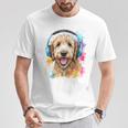 ゴールデンドゥードル、ヘッドフォン、犬、動物プリント Tシャツ 面白い贈り物